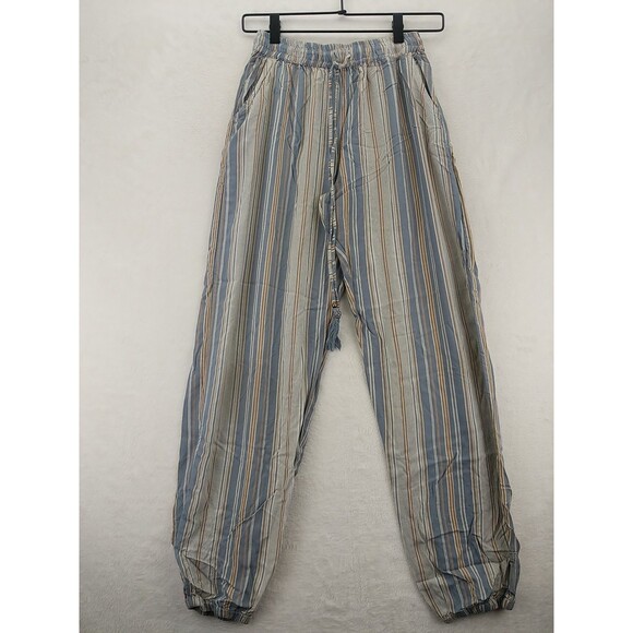 Angie Boho Style Jogger Vertical striped Tassled Drawstring Pants Womens Sz S - Picture 1 of 9